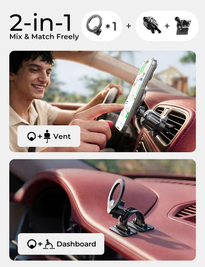 Magnetic MagSafe Car Phone Mount Dual-Base encalife
