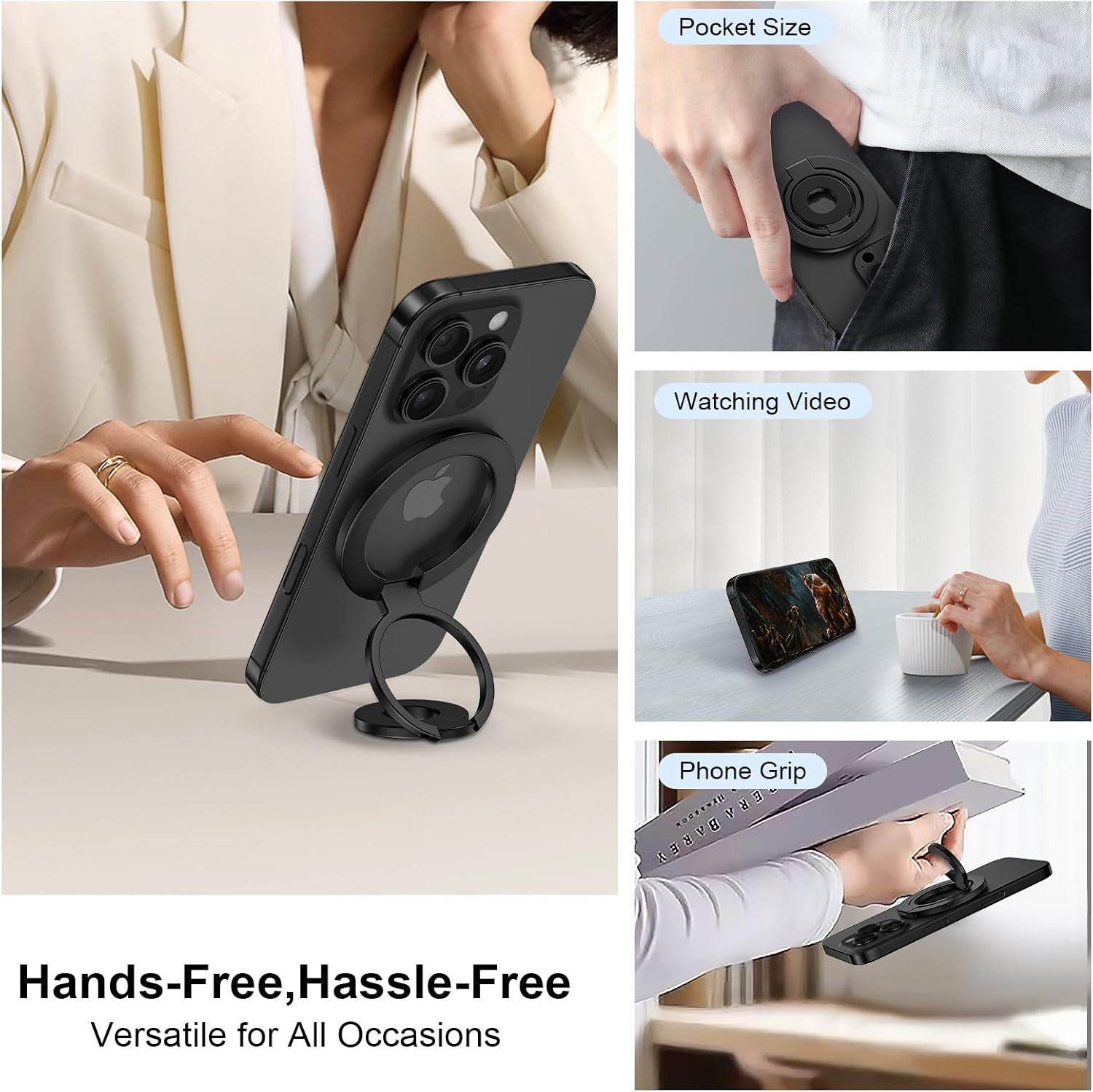 Secure MagSafe-Compatible Magnetic Phone Ring Grip Stand encalife