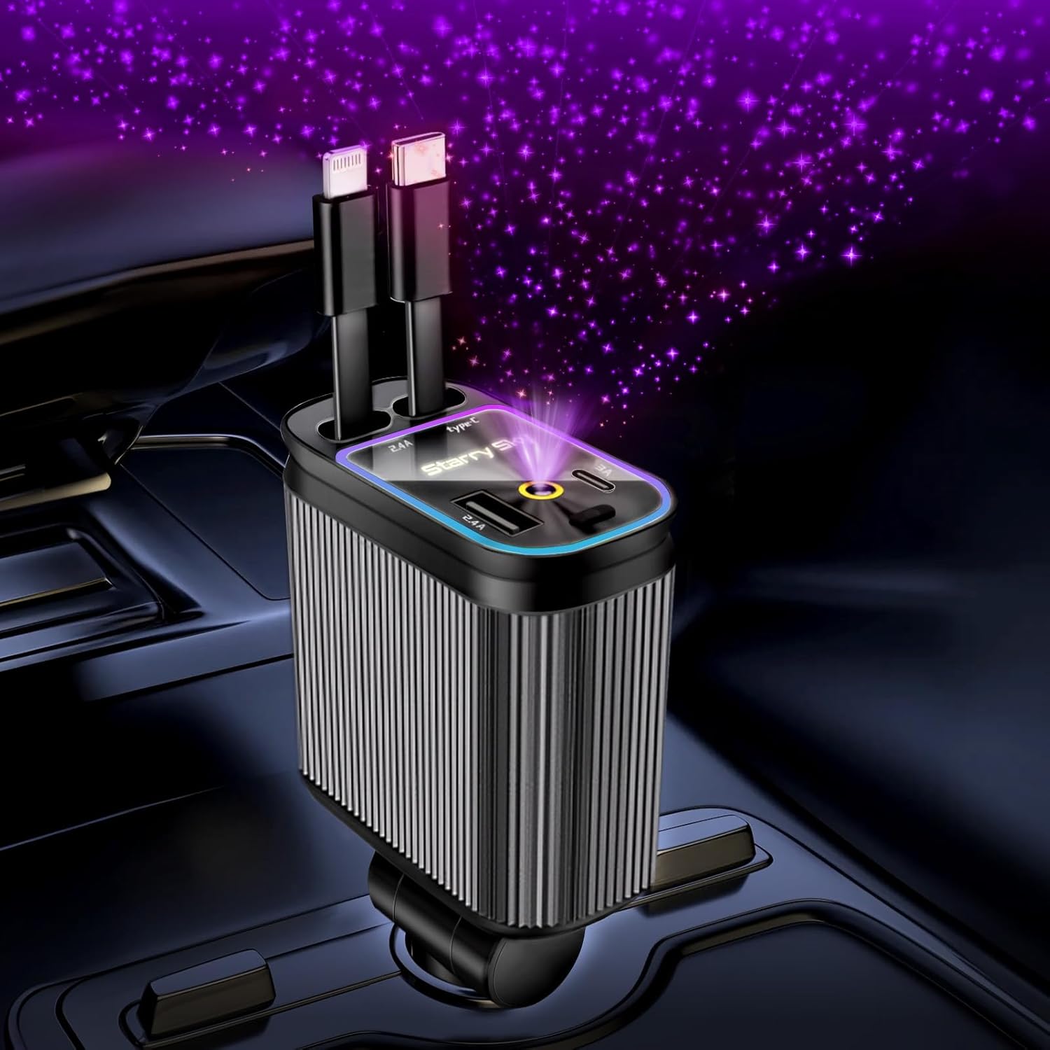 Retractable Car Charger 4 in 1 Fast encalife