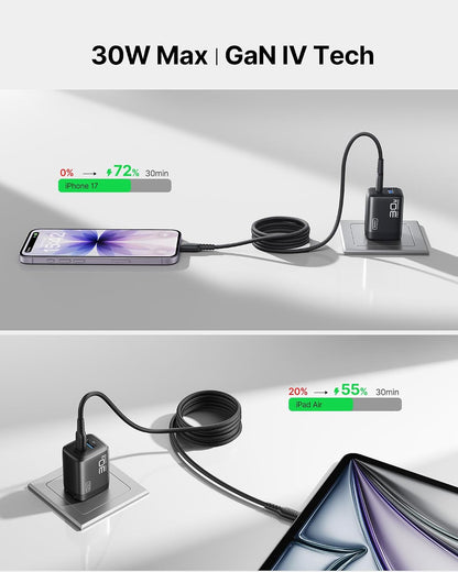 Mini 30W GaN USB-C Fast Charger With Cable encalife