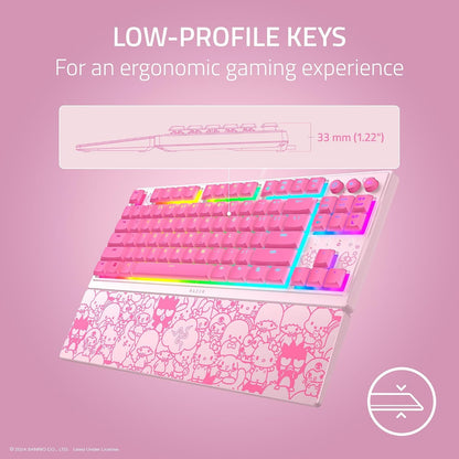 Gaming RGB Keyboard Low Profile Mechanical Pink encalife