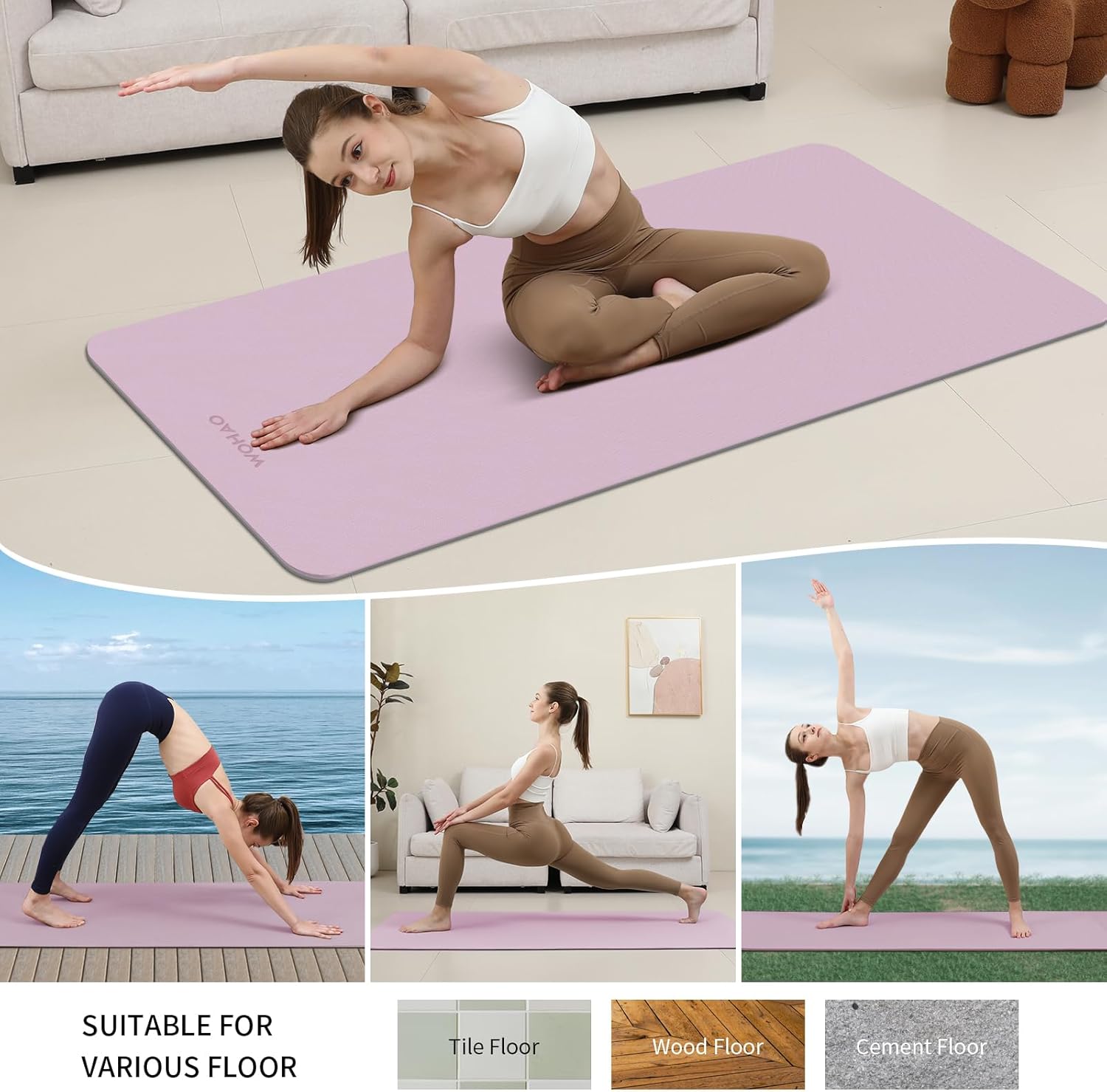 Extra Thick 8mm Wide Non-Slip Yoga Mat encalife