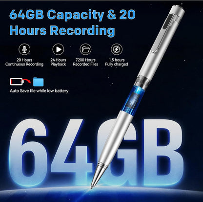 64GB Digital Voice Recorder With Noise Reduction encalife