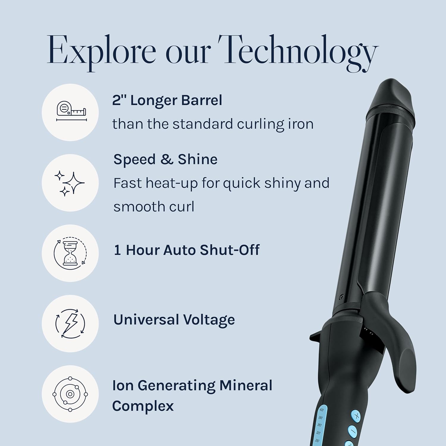 Long Barrel Curling Iron | Bio Ionic Moisture Heat Hair Curler encalife