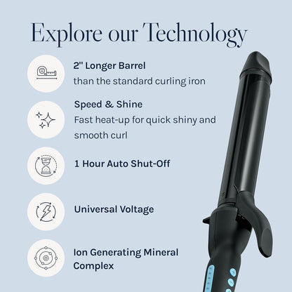 Long Barrel Curling Iron | Bio Ionic Moisture Heat Hair Curler encalife