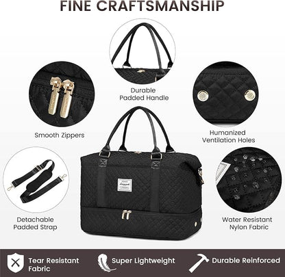 Women’s Weekender Bag with Shoe Compartment | Carry on luggage encalife