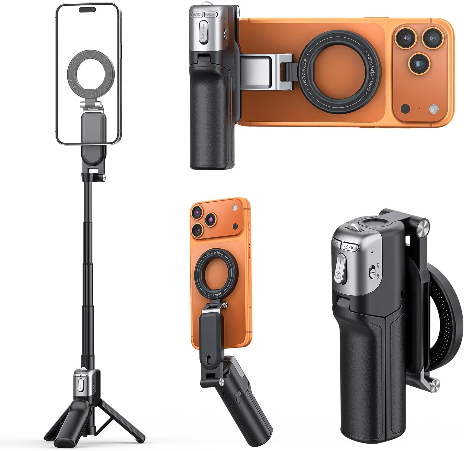 Magnetic Phone Camera Grip Tripod With Remote encalife