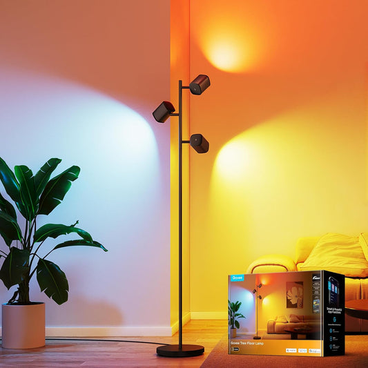 RGB Lighting tree floor lamp in modern living room
