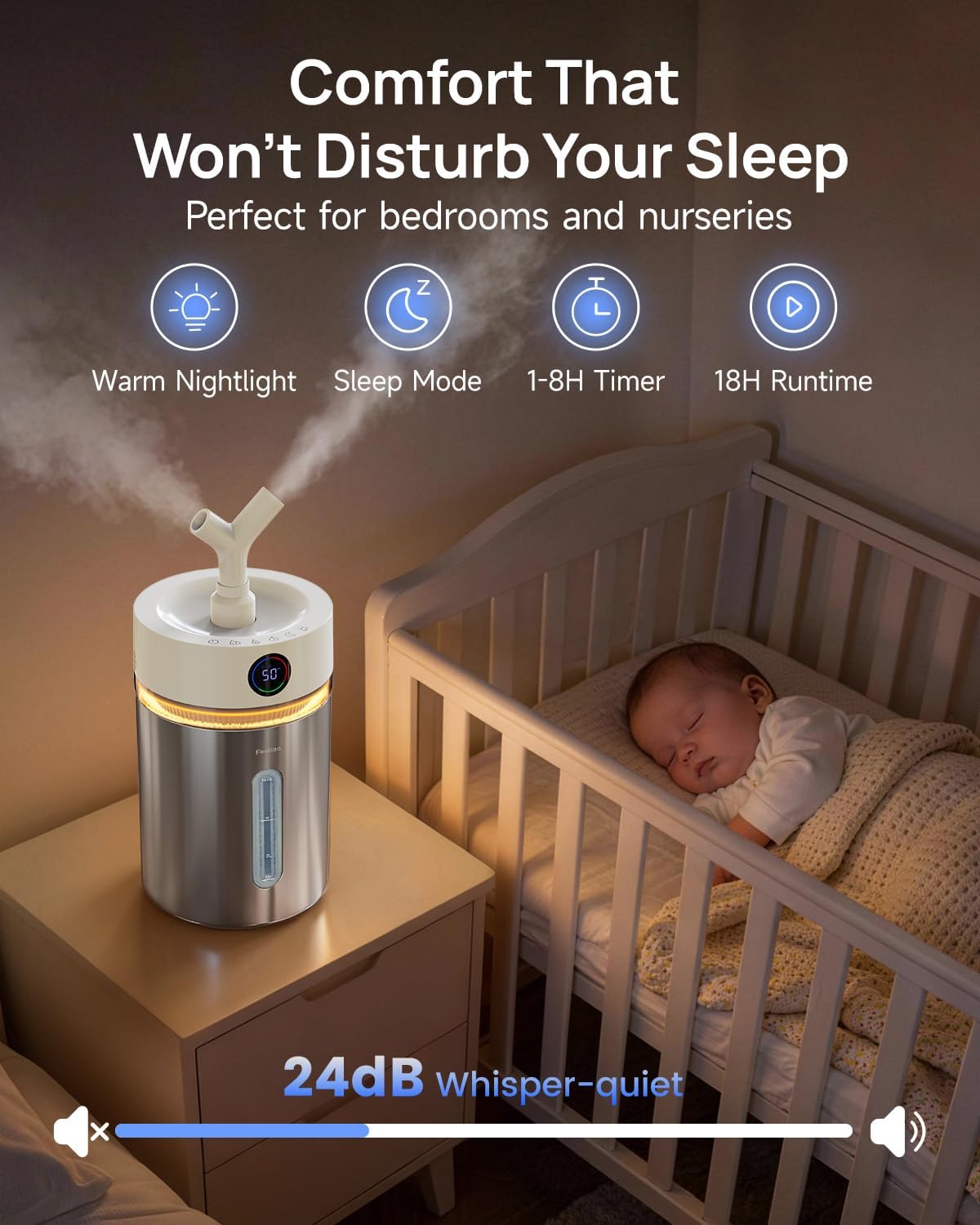 Stainless Steel Humidifier With Aroma Mist Control encalife