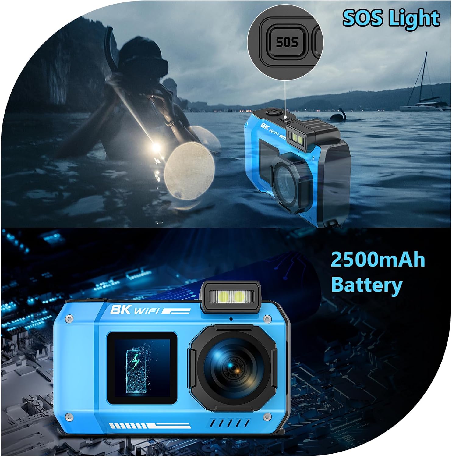 8K 70MP Waterproof Digital Camera With WiFi encalife