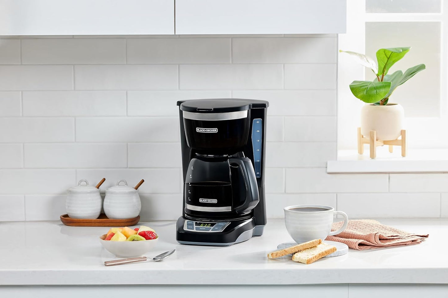 BLACK+DECKER 12-Cup Programmable Coffee Maker – Digital Drip Coffee Machine with Auto Brew, Sneak-A-Cup & Keep Warm Plate encalife