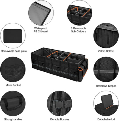 Collapsible Car Trunk Organizer with Removable Cooler encalife
