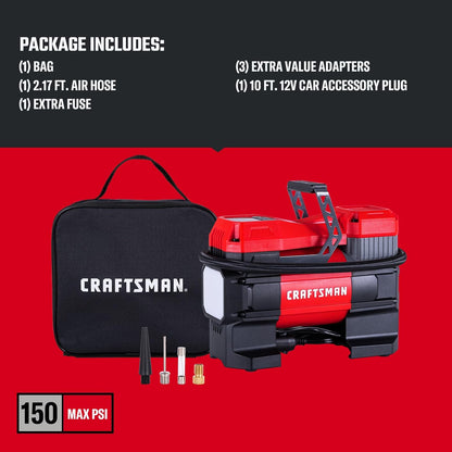 Compact 150PSI Tire Inflator With LED Light encalife