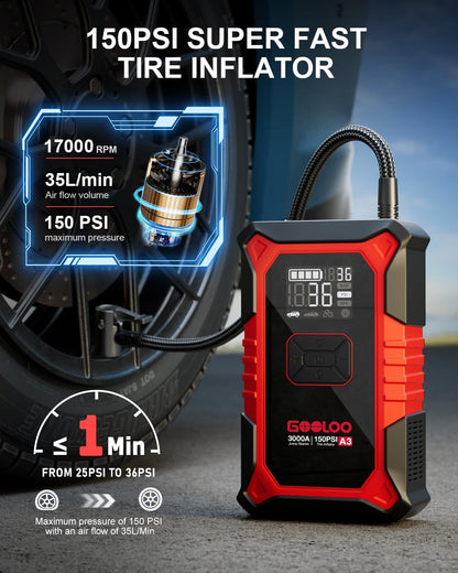 GOOLOO A3 Jump Starter Tire Inflator Kit encalife