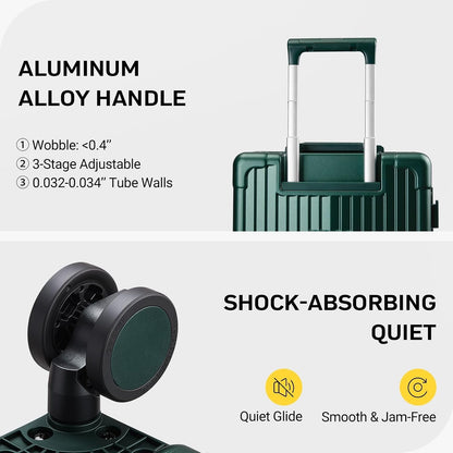Aluminum Frame Carry On Luggage with USB Charging encalife