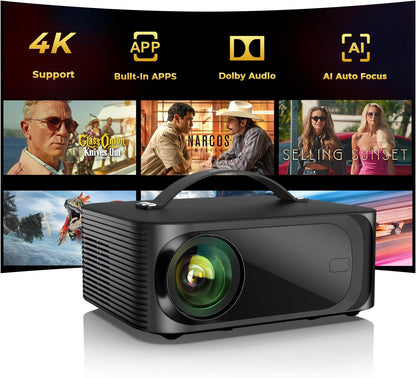 portable 4k smart bedroom projector for home cinema entertainment