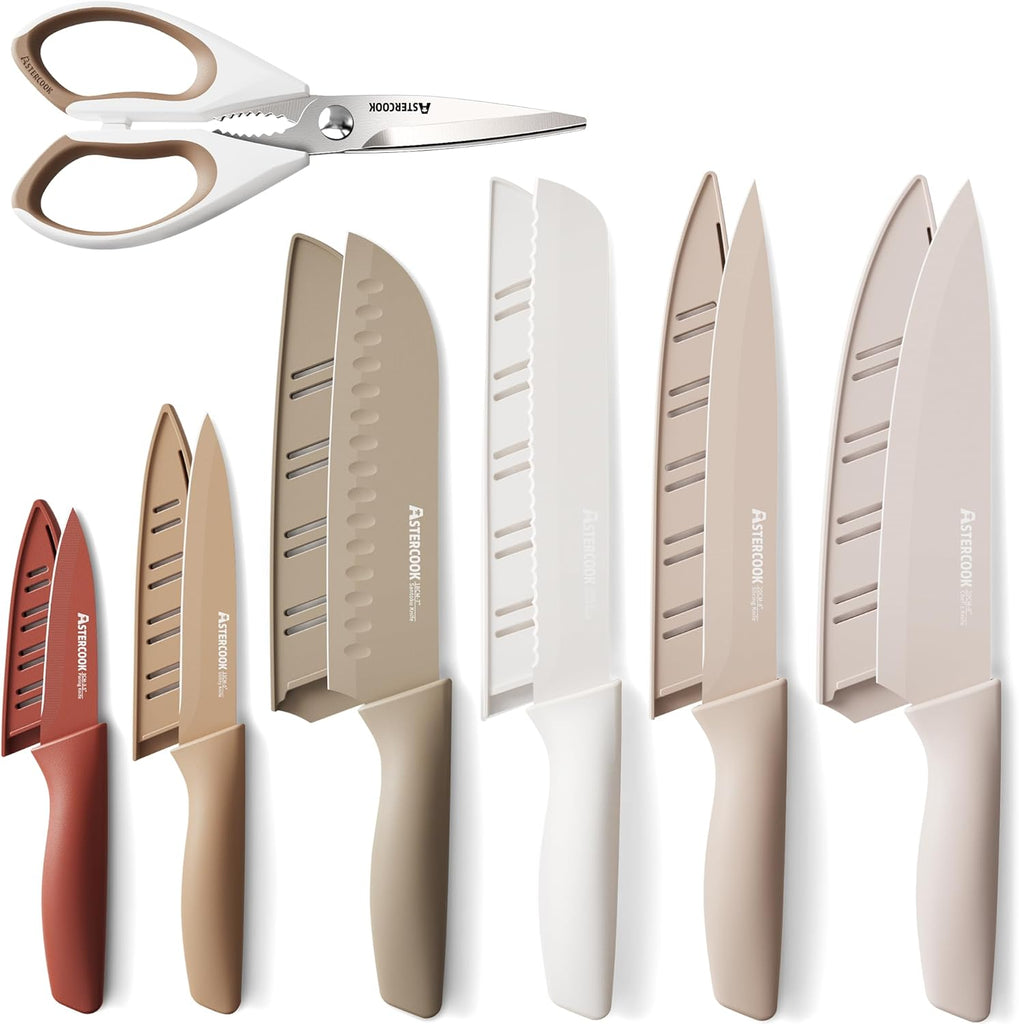 EncaLife 13-Piece Kitchen Knife Set – Stainless Steel Chef Knives with Blade Guards