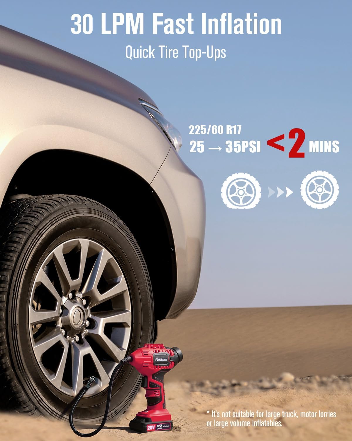 AVID POWER Cordless Tire Inflator Dual Power encalife