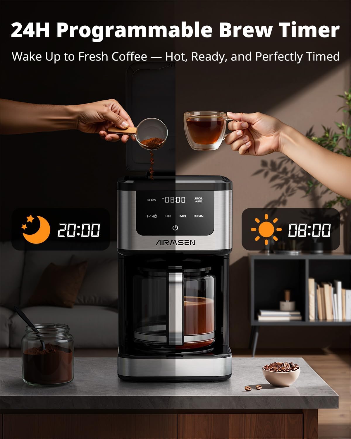 14 Cup Programmable Coffee Maker | Fast Brew Drip Machine encalife