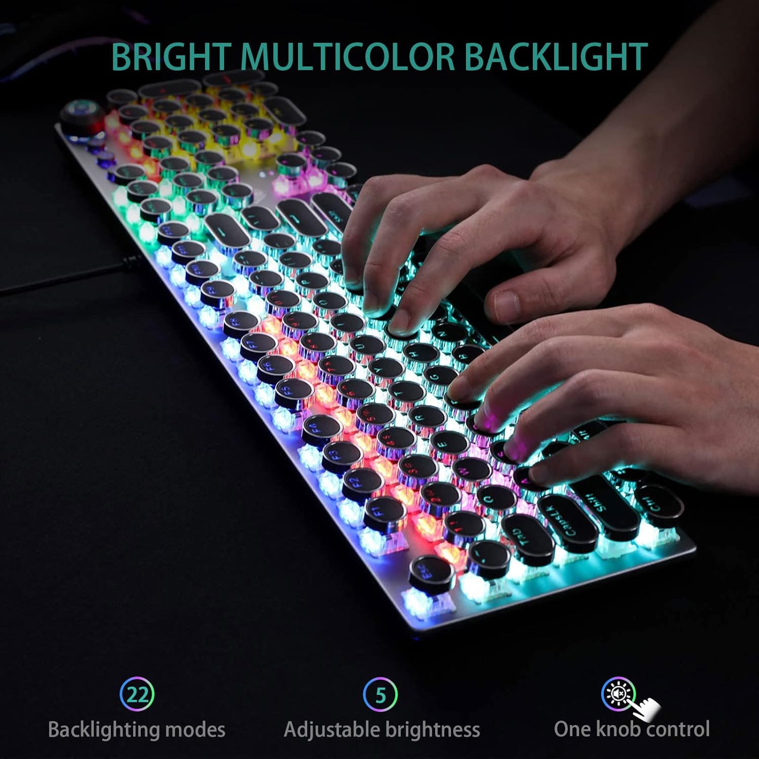 Encalife Retro Mechanical Gaming Keyboard RGB encalife