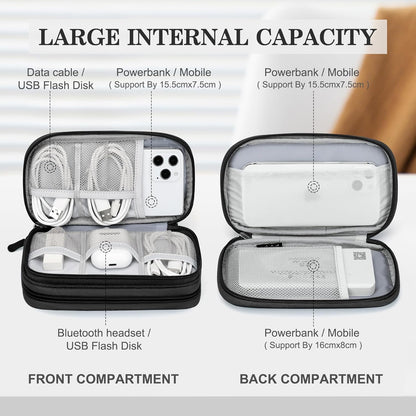 Water-Resistant Travel Tech Organizer for Tangle-Free Essentials encalife