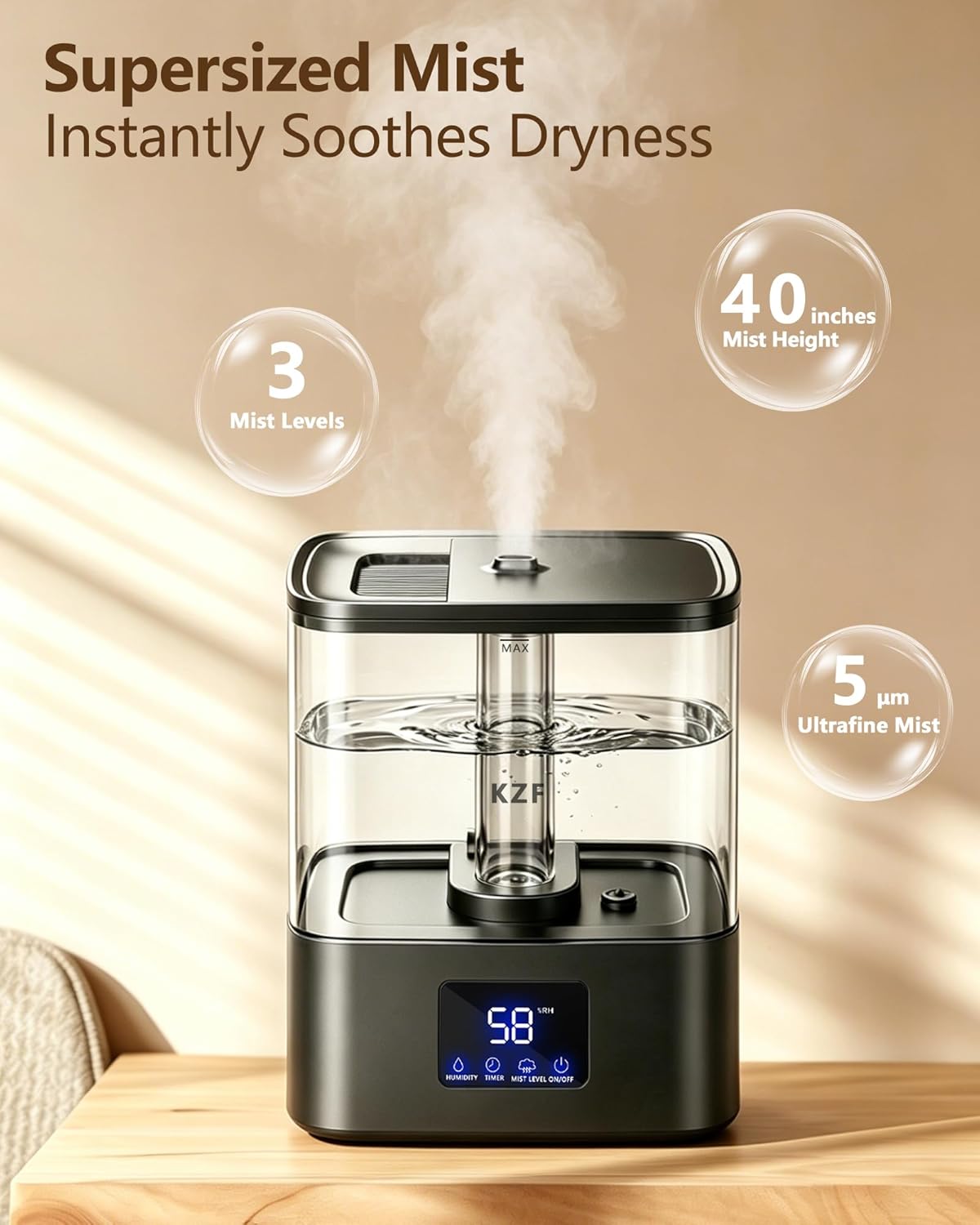 Top Fill Humidifier | 4L | Humidity Display encalife