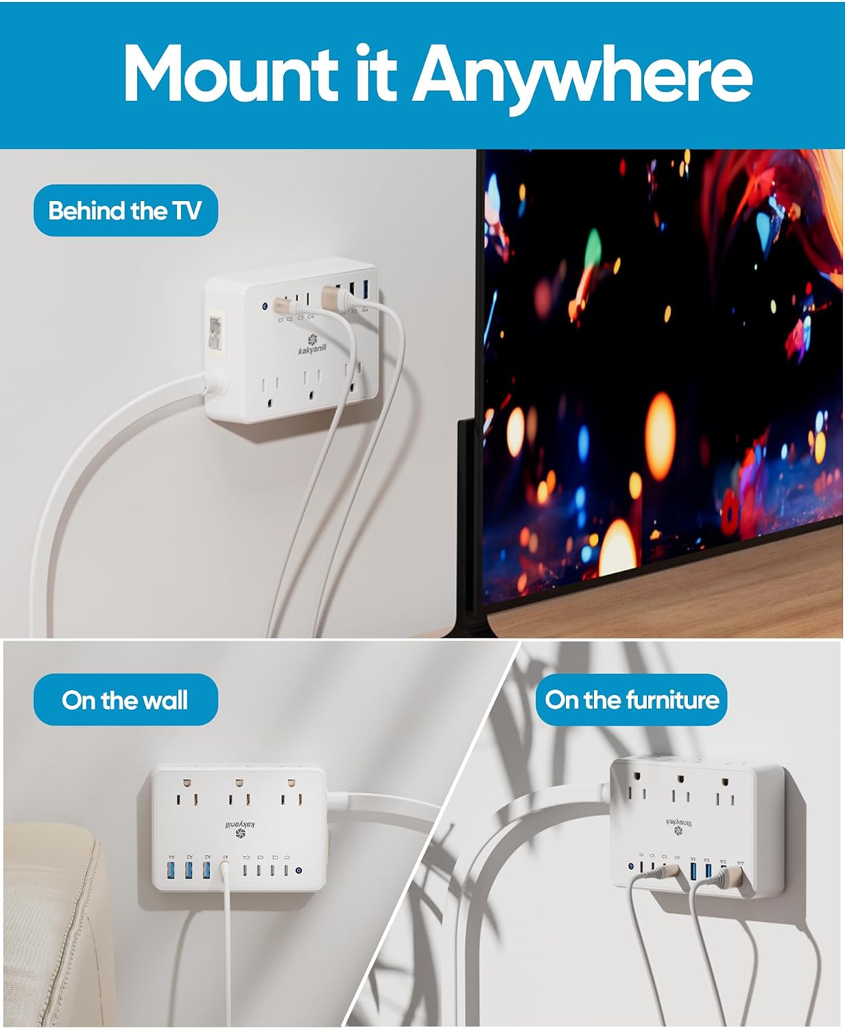 100W 14-in-1 USB-C Surge Protector Power Strip encalife