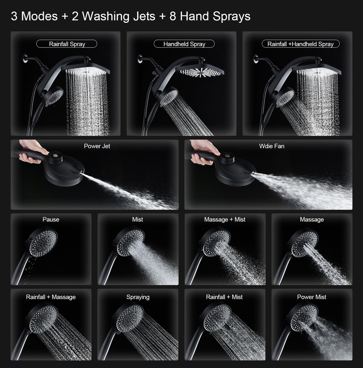 High Pressure Rain I Handheld Shower Head Combo encalife