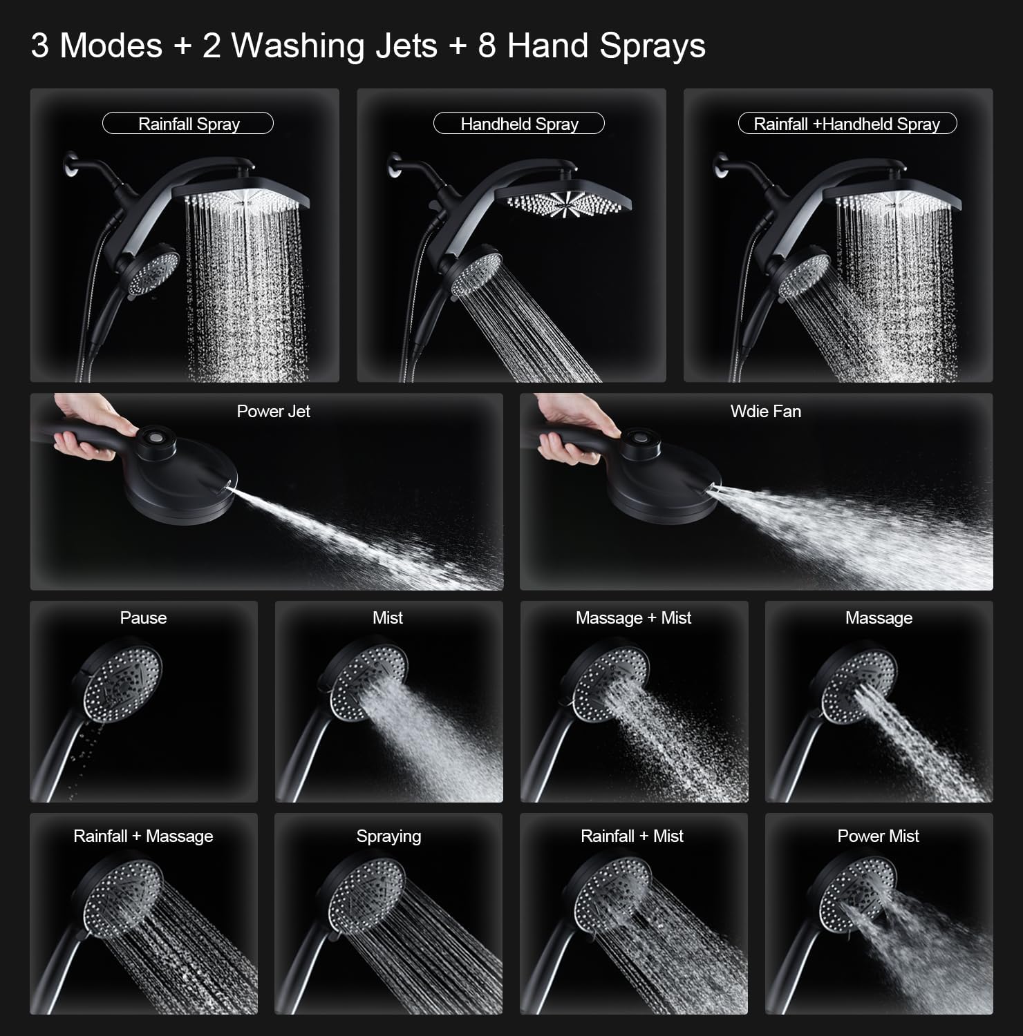 High Pressure Rain I Handheld Shower Head Combo encalife