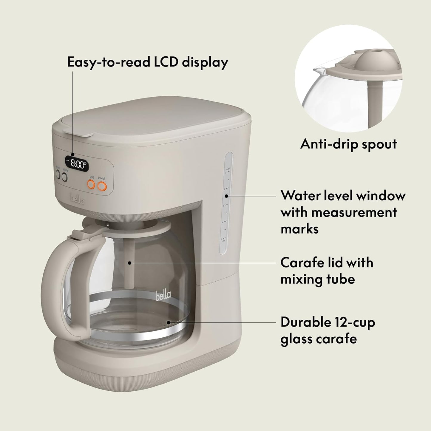 12 Cup Programmable Coffee Maker I  Auto Brew Digital Coffee Machine encalife