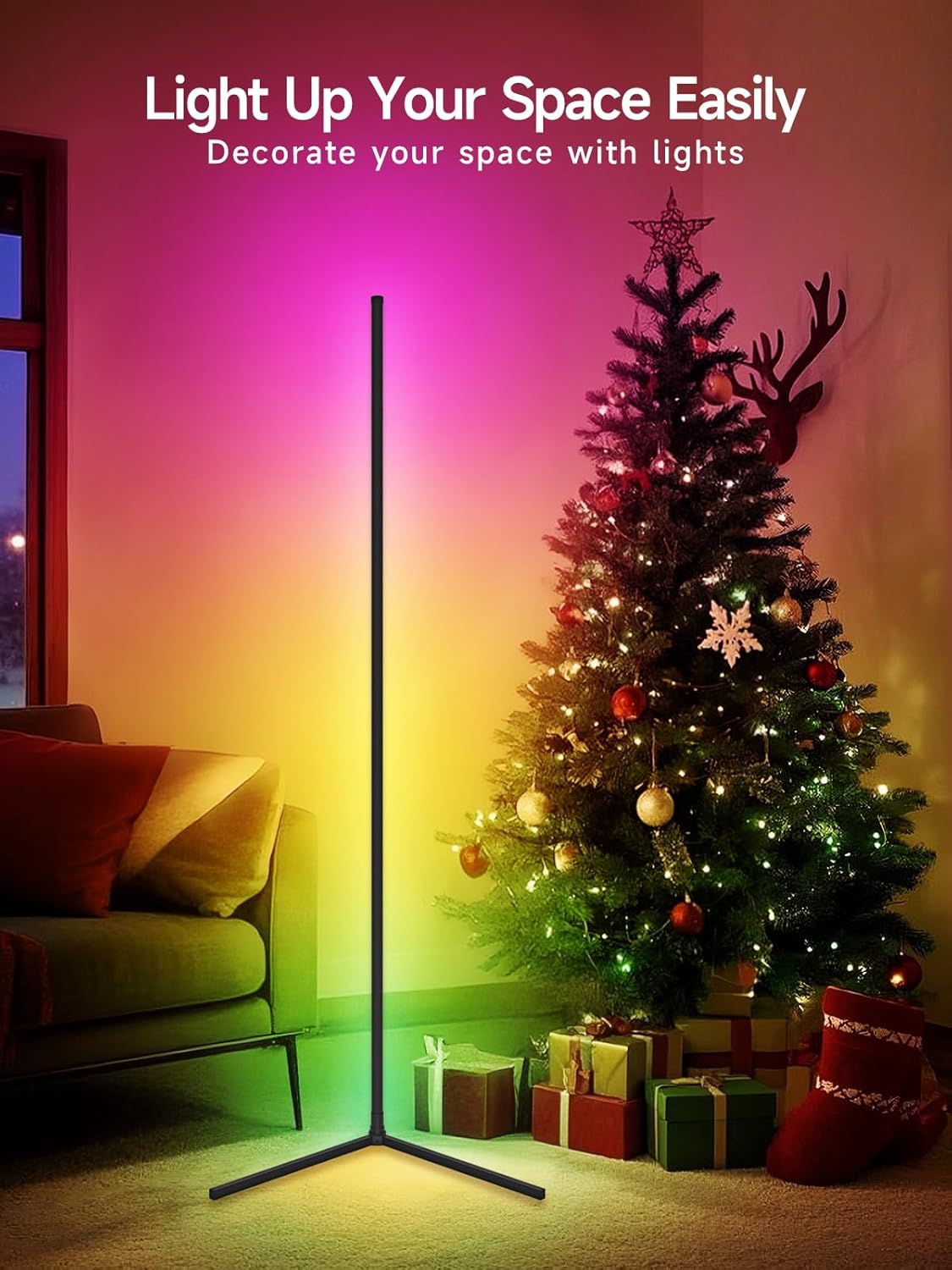 RGB Lighting Corner Floor Lamp for Gaming Room encalife