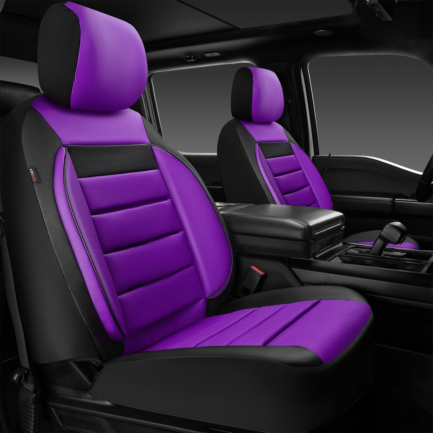 Faux Leather Front Car Seat Covers 3D Foam Support encalife