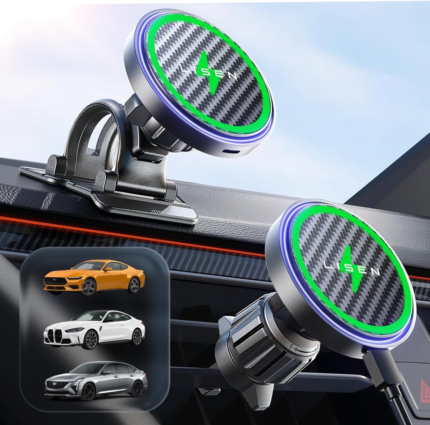 Magnetic MagSafe Car Phone Mount Charger 15W encalife