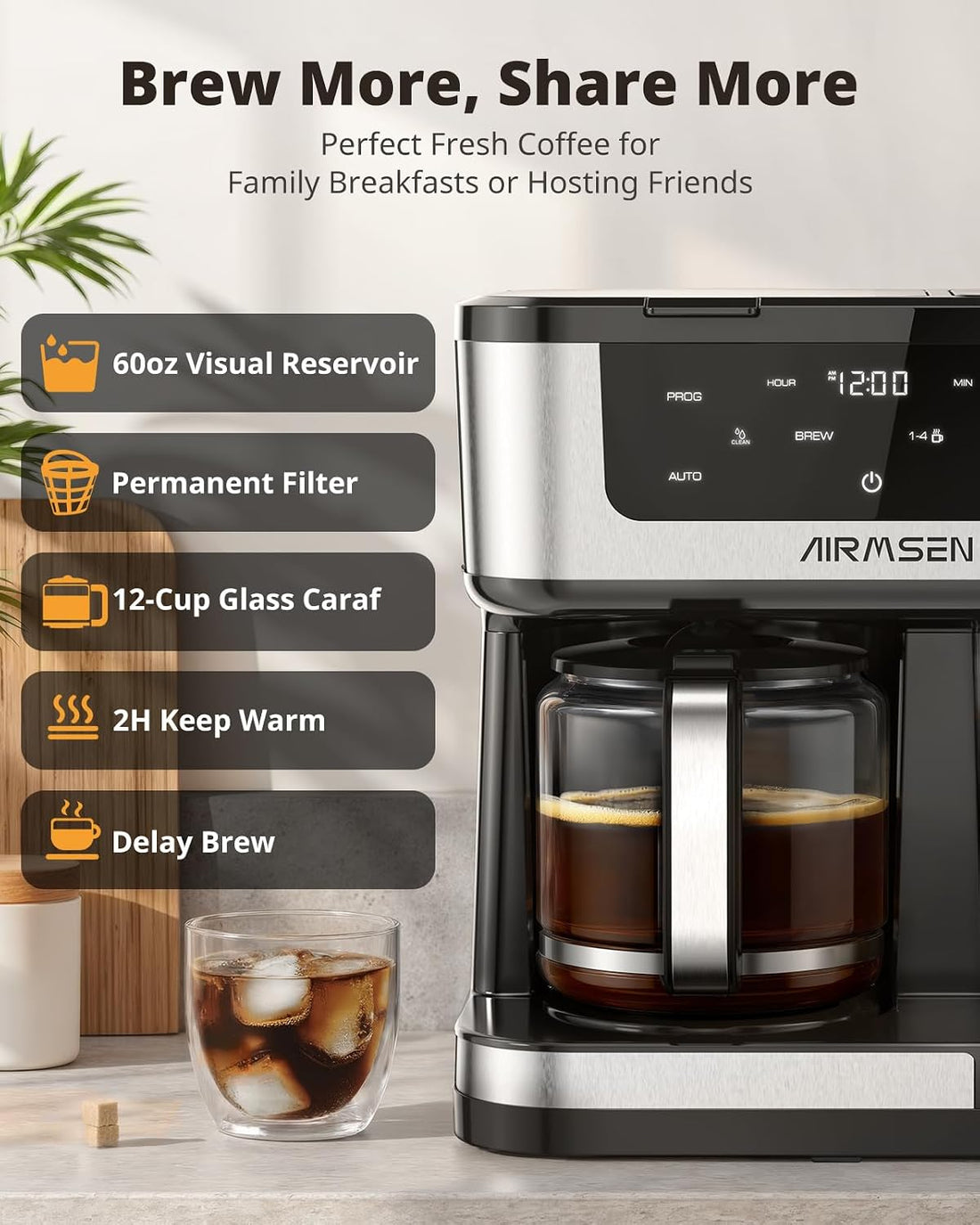 12-Cup Programmable Dual Single Serve Coffee Maker encalife