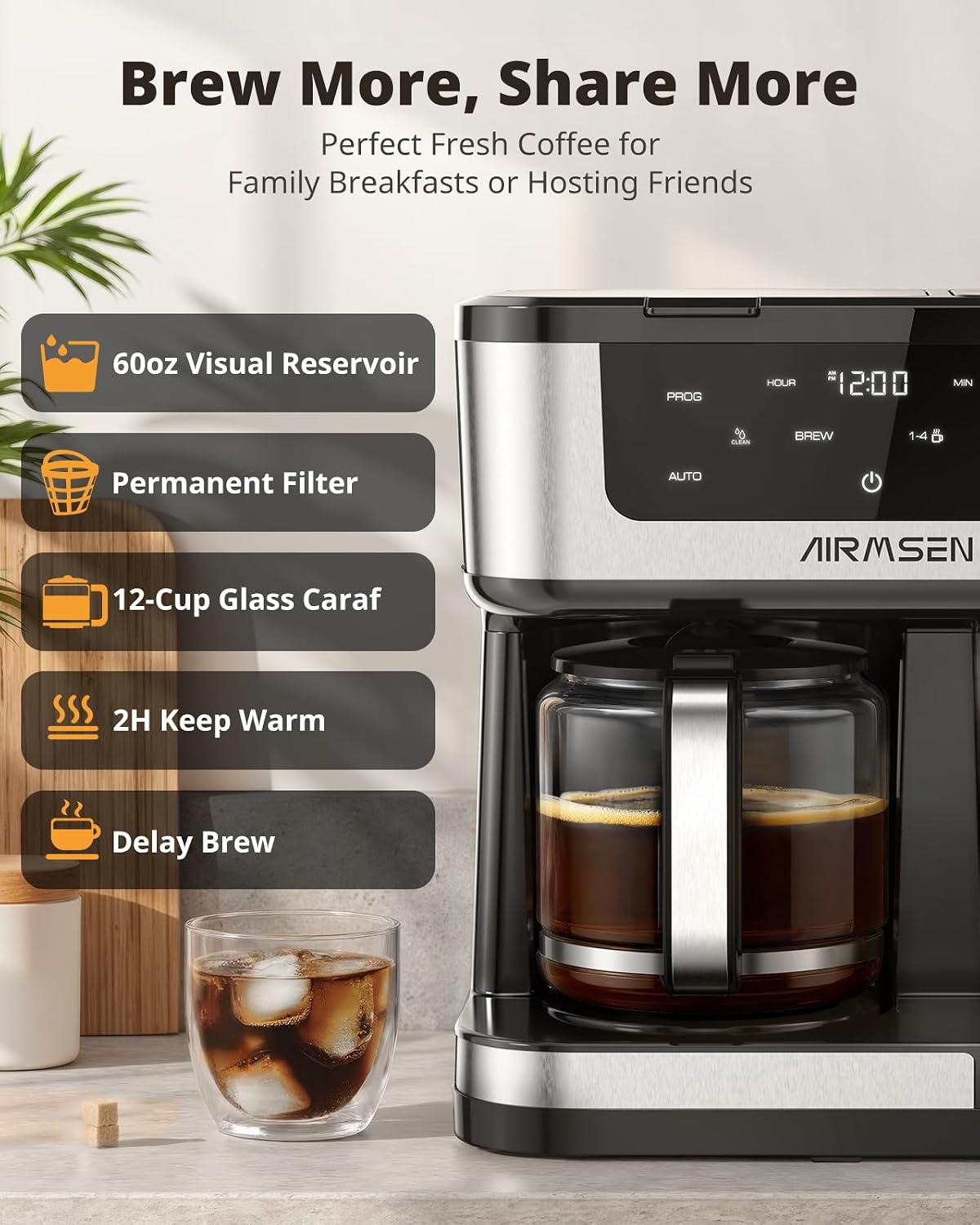 12-Cup Programmable Dual Single Serve Coffee Maker encalife