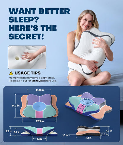 Cervical Neck Pillow | Memory Foam Pain Relief Ergonomic Pillow encalife