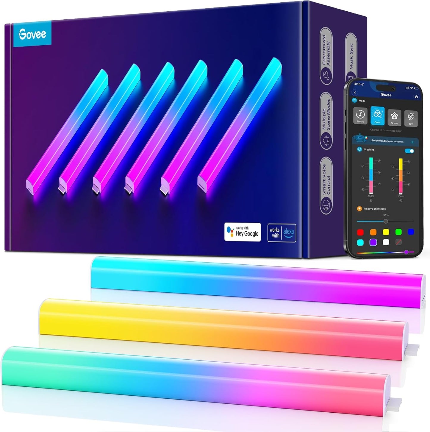 Smart RGB Lighting bars mounted above bedroom desk setup