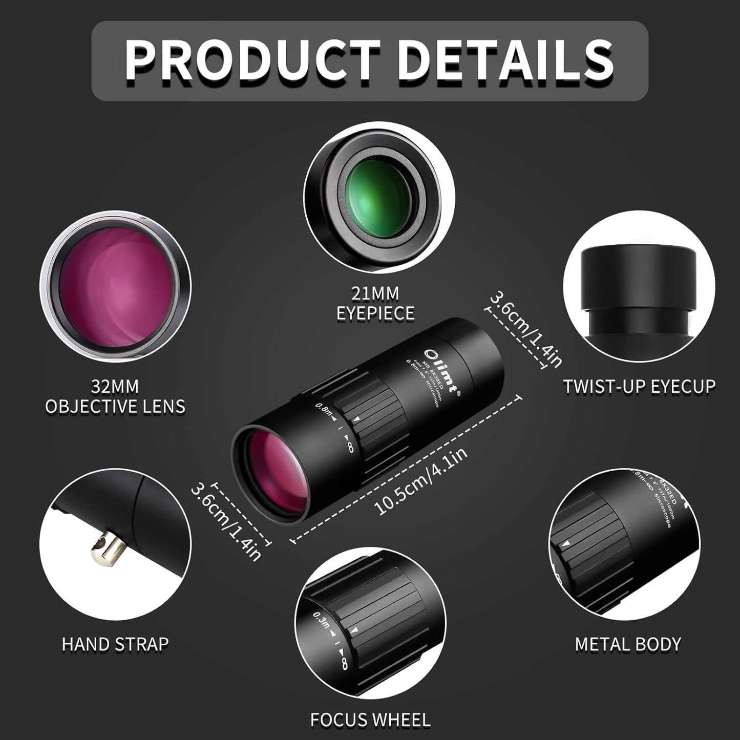 8x32 Pocket Monocular Telescope HD encalife