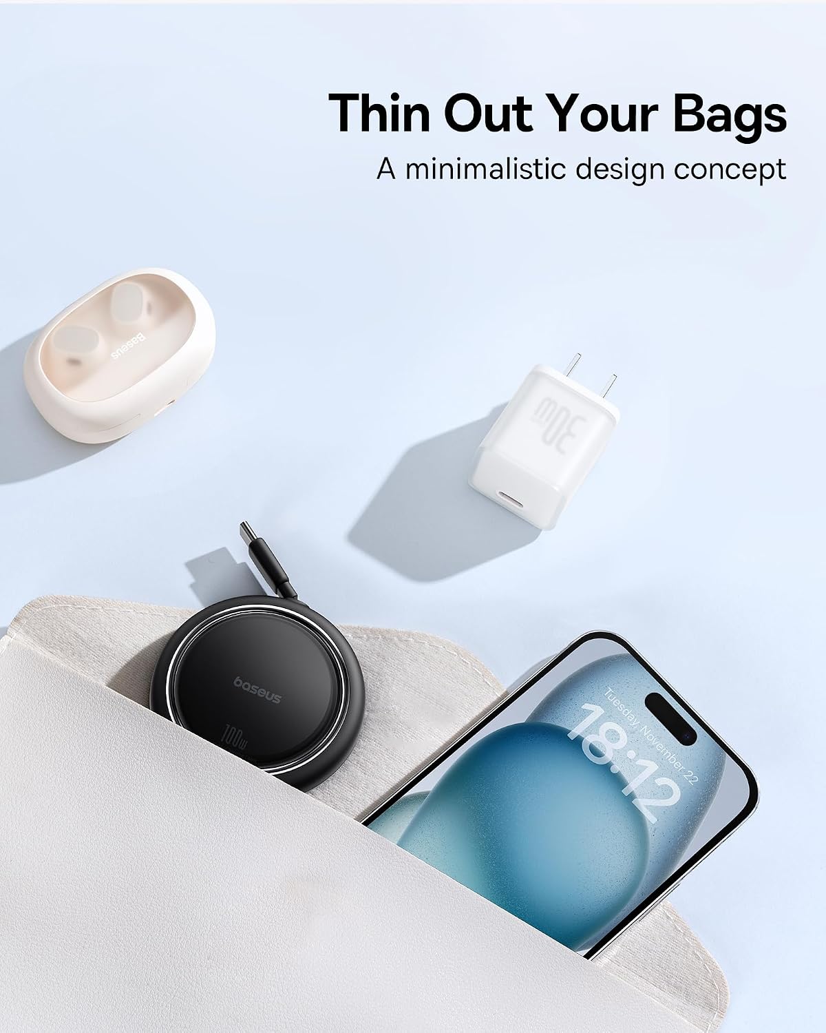 100W Retractable USB-C Fast Charging Travel Cable encalife