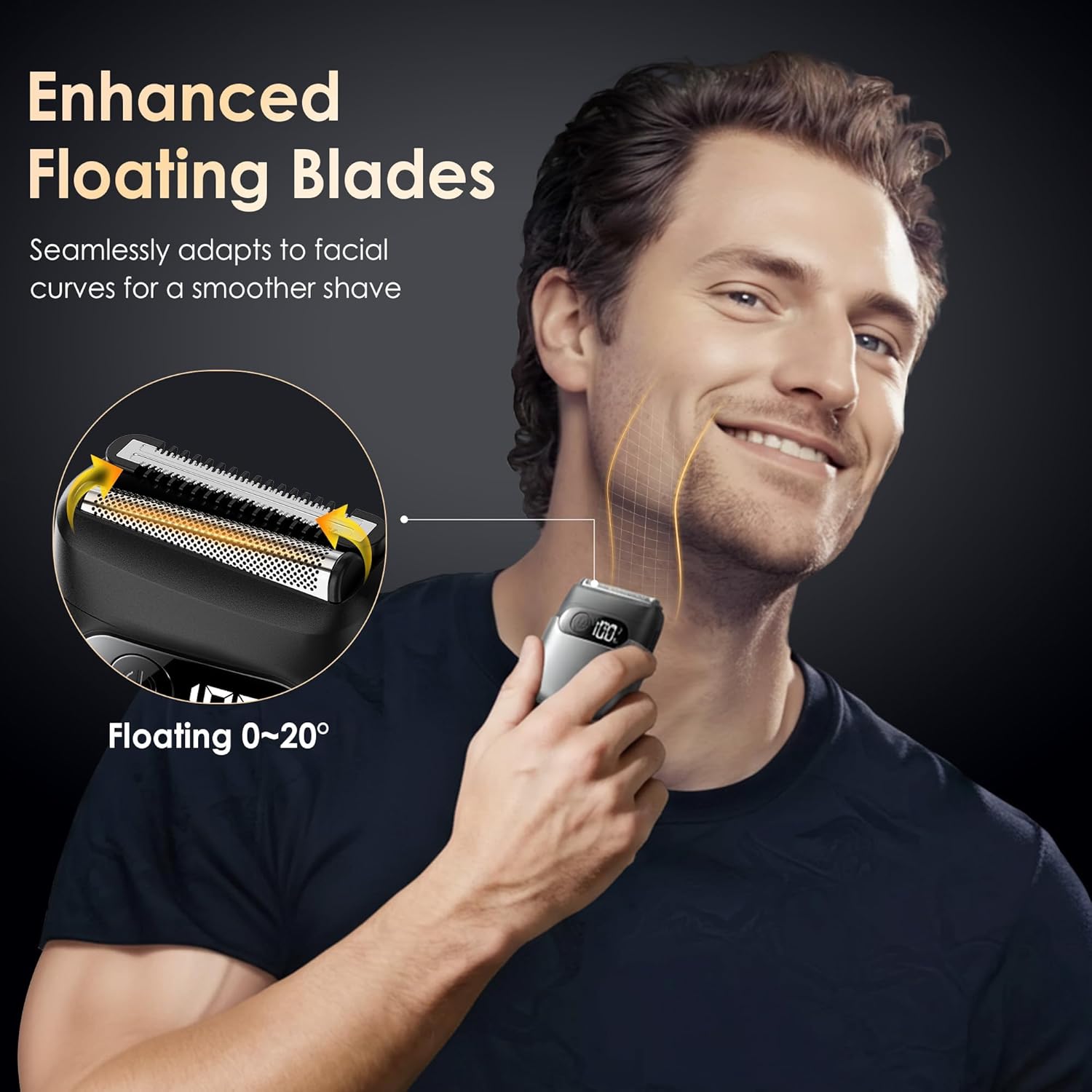 Electric Razor Men Portable Foil Shaver with LED Display encalife