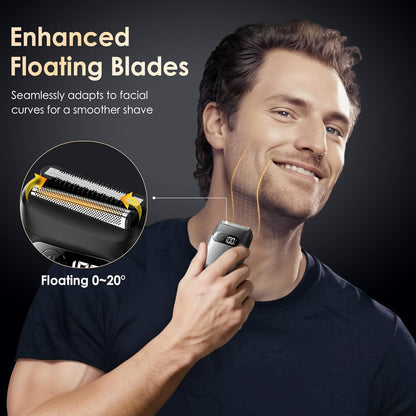 Electric Razor Men Portable Foil Shaver with LED Display encalife