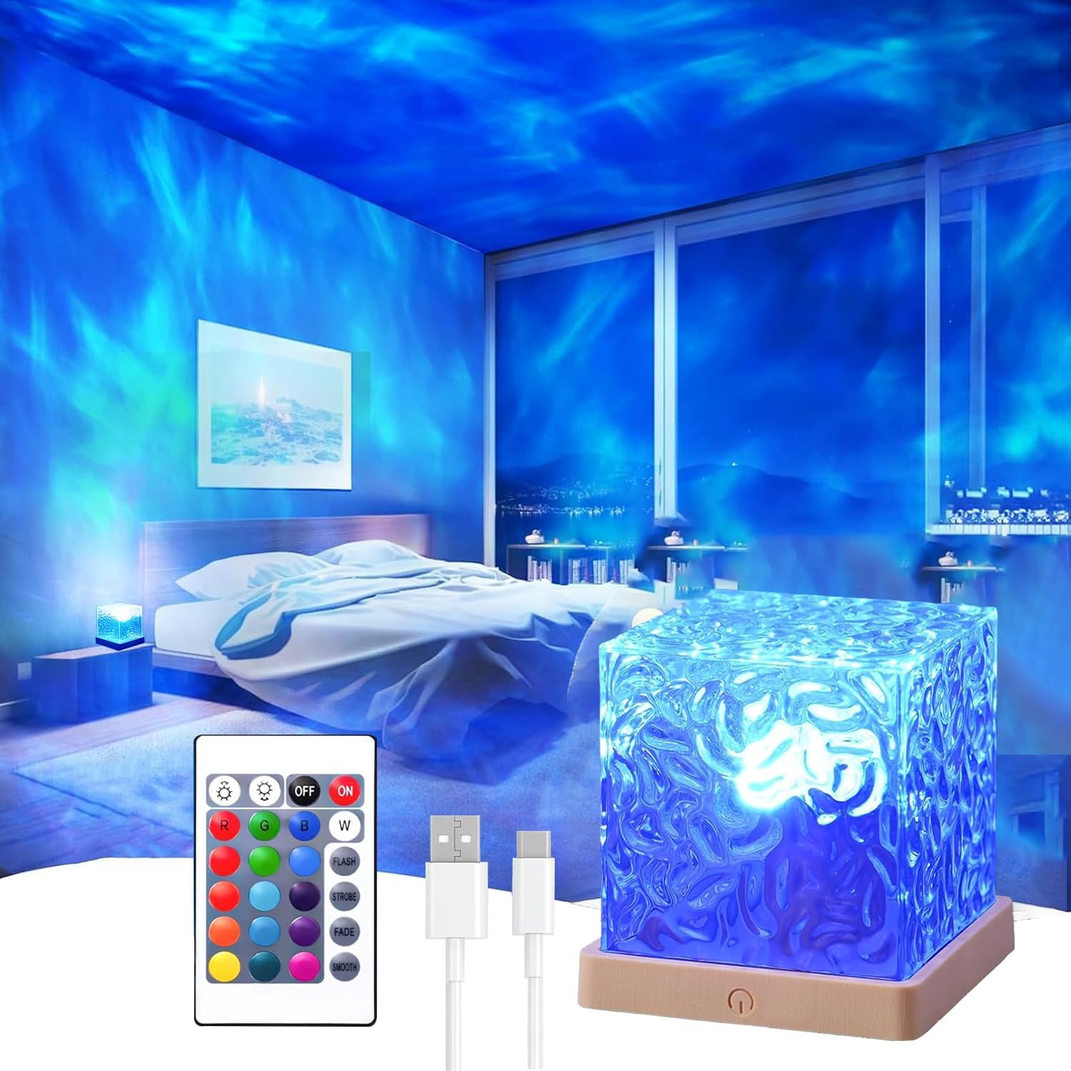 Calming Ocean Wave Projector Lamp With Remote Control encalife