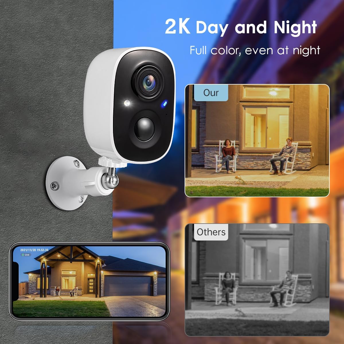 Security Camera I 2K Wireless Outdoor 4 Pack with Night Vision encalife