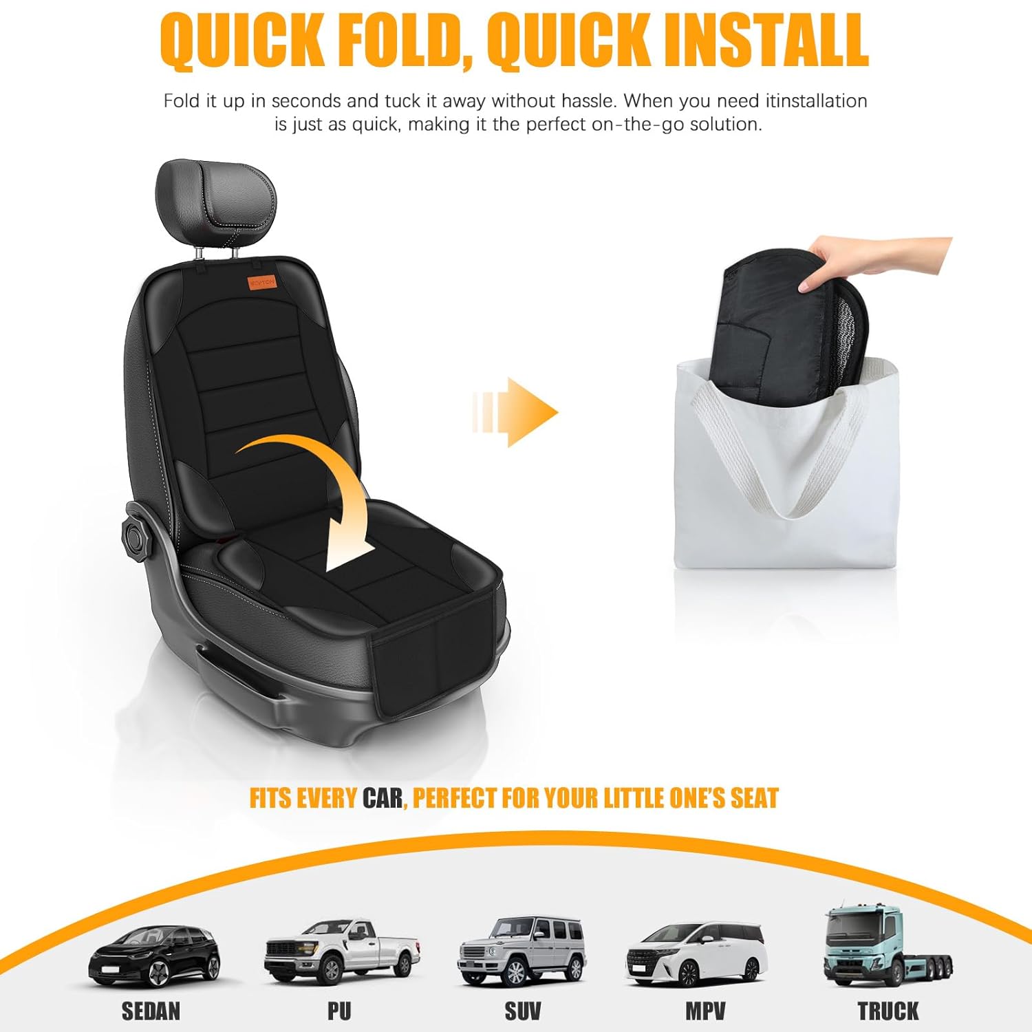 Waterproof Child Car Seat Protector with Mesh Pockets encalife