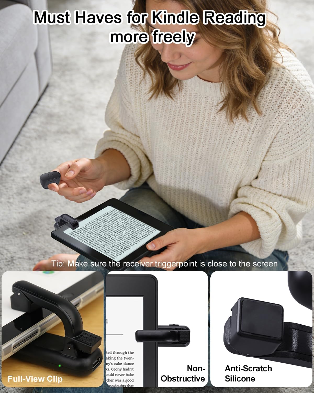 Ergonomic Page Turner Remote for Hands Free Reading encalife