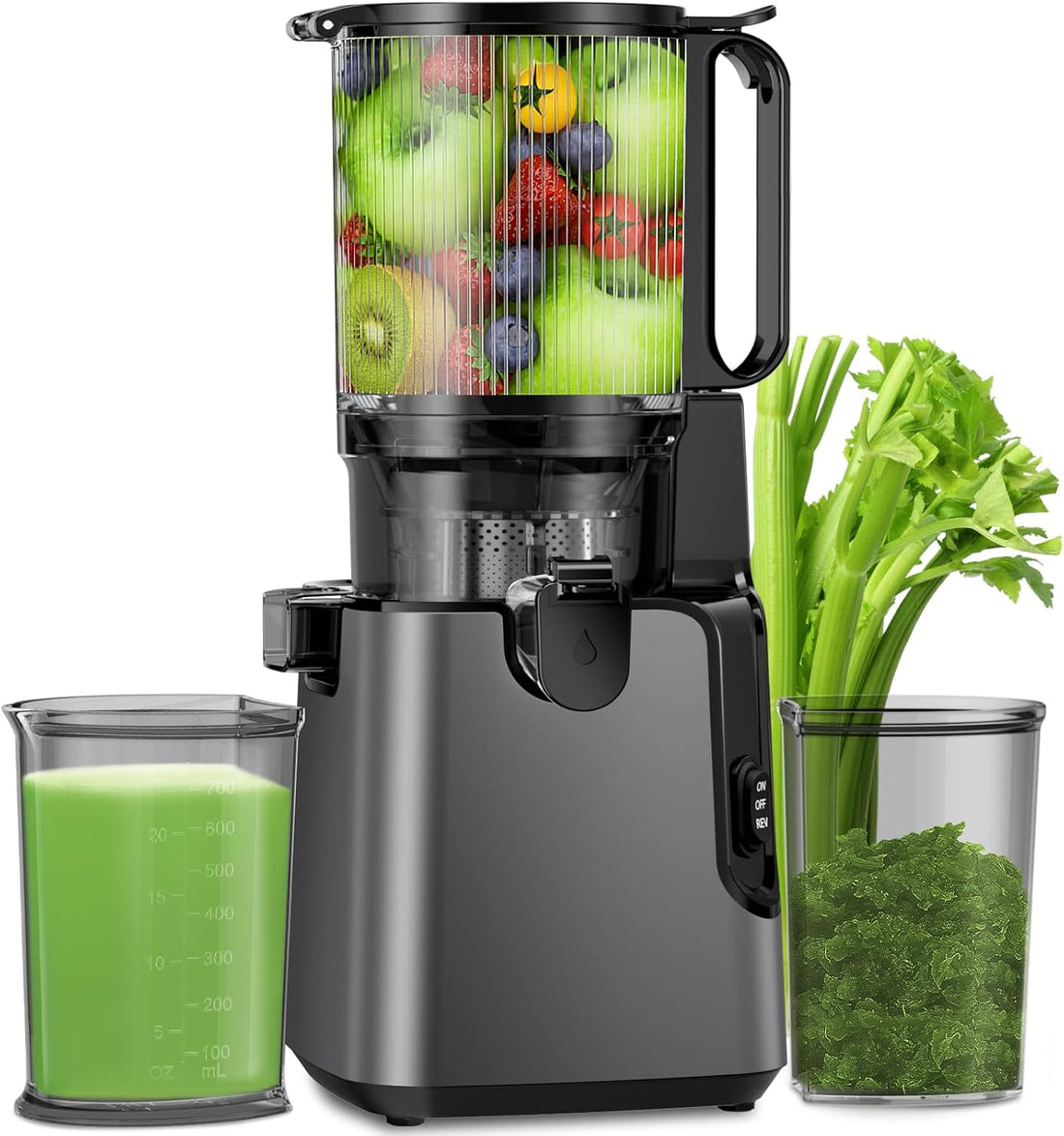 EncaLife Cold Press Juicer Machine – 5.8” Feed Chute, 400W Slow Masticating Juicer