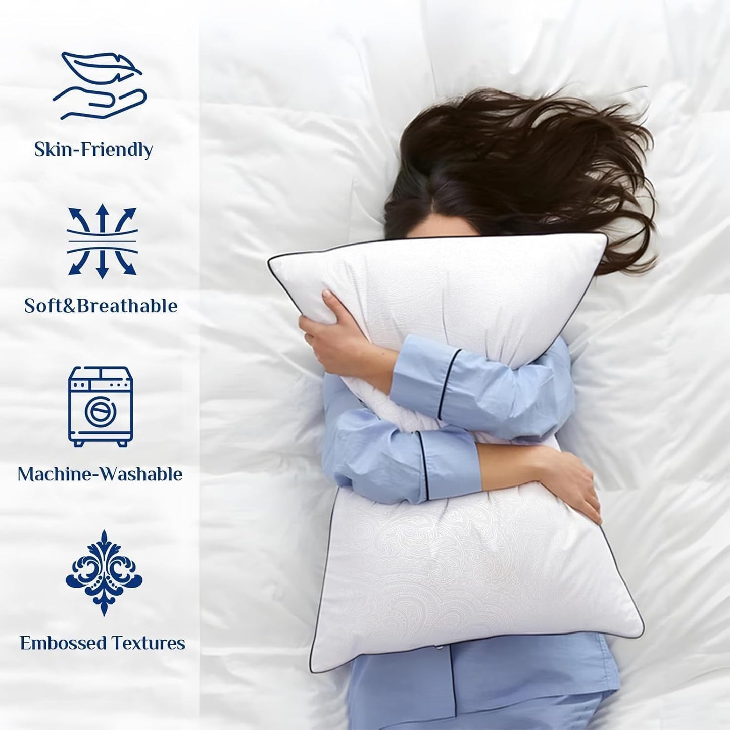 Bed Pillows Set of 4 | Soft Support Hotel Quality Sleeping Pillows encalife
