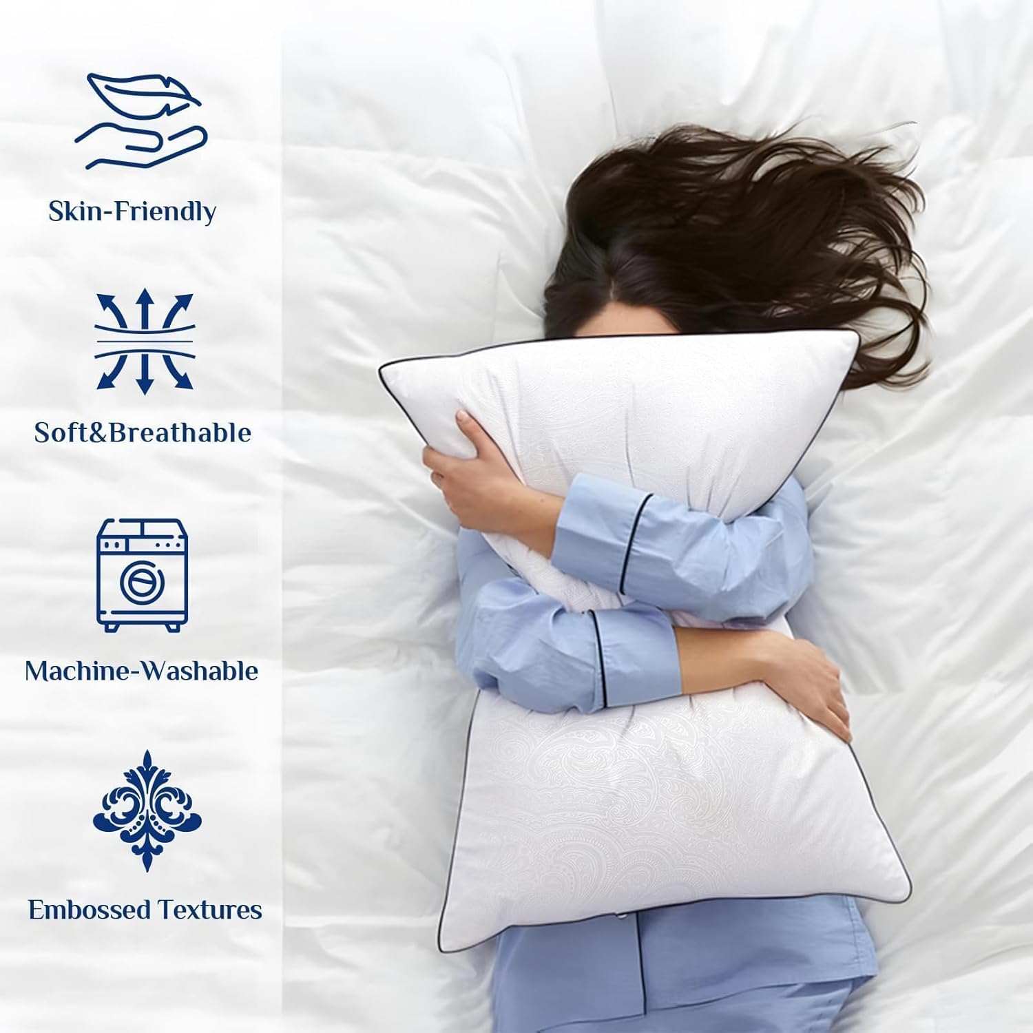 Bed Pillows Set of 4 | Soft Support Hotel Quality Sleeping Pillows encalife