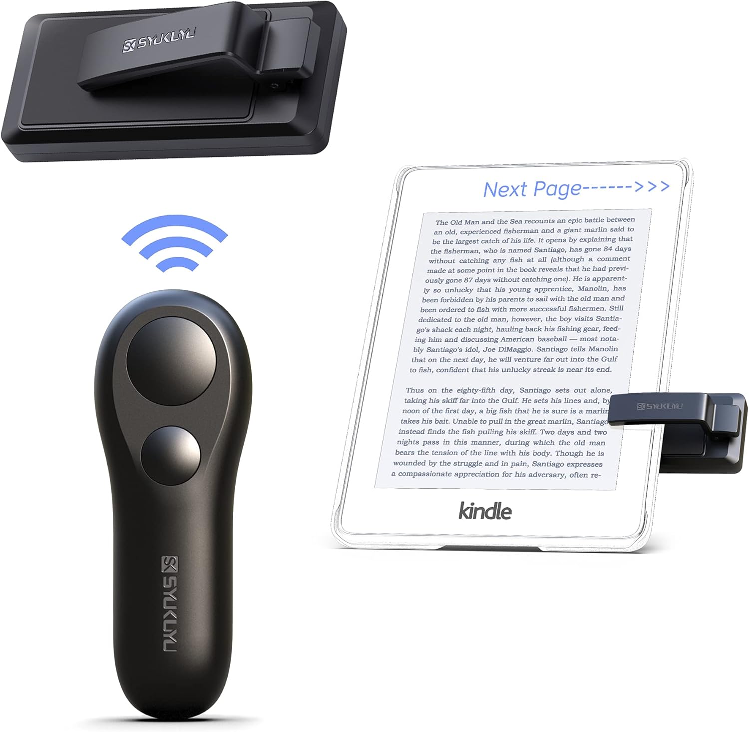 Silent Page Turner Remote for Comfortable Travel Reading encalife
