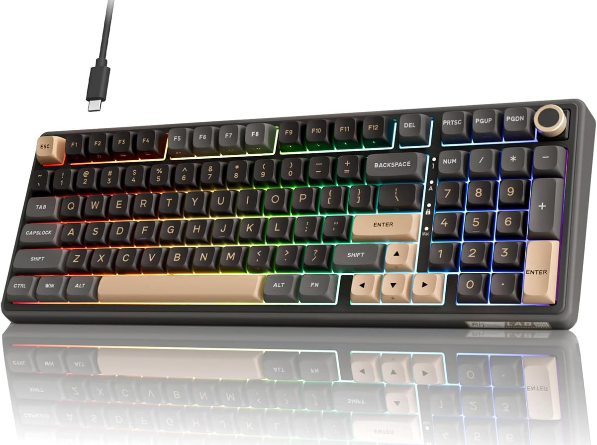 compact hot swappable gaming keyboard with volume knob